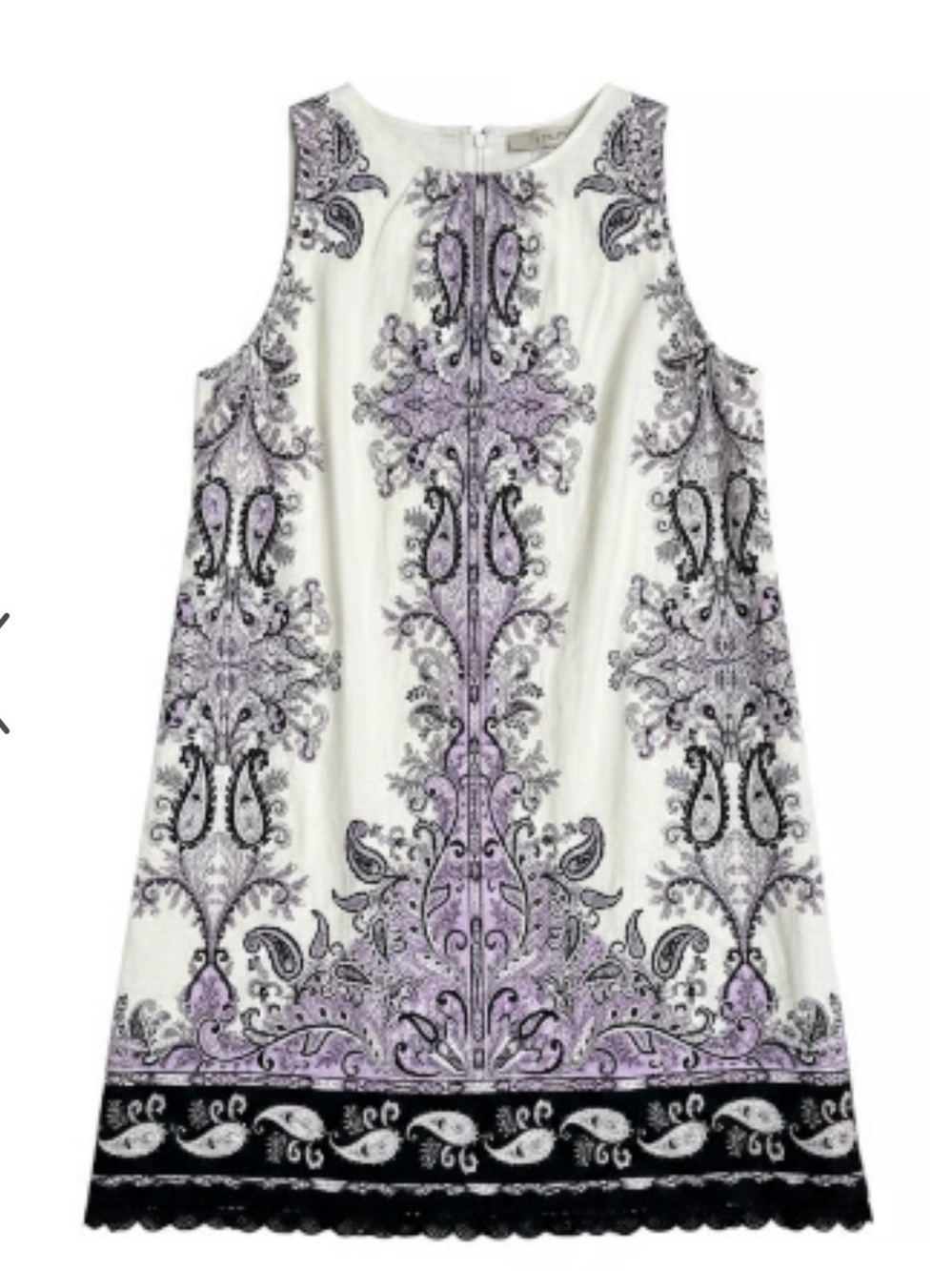 Women’s linen blend Cream and Lavender Paisley A-Line Dress